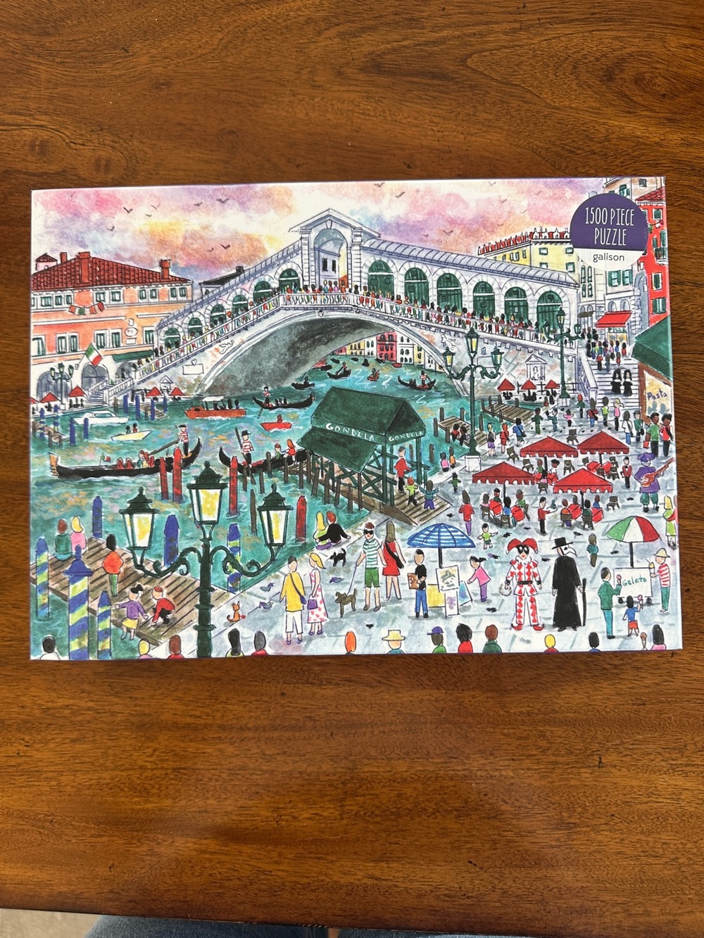 Michael Storrings Venice Rialto Bridge Puzzle - Teal, Red, Pink, Green